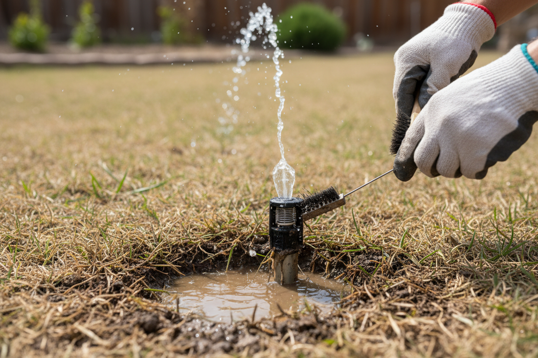 Problem photo – Is your sprinkler system failing to water your lawn effectively due to clogged heads or low pressure? Learn how to identify and clear blockages, adjust sprinkler heads, and optimize your irrigation system.