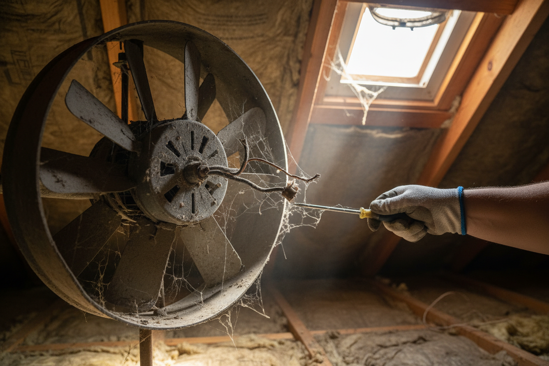 Problem photo – Is your attic fan unresponsive or making disturbing noises, failing to vent hot air from your attic? Learn to troubleshoot common issues and restore crucial attic ventilation to keep your home cooler and save on energy bills.