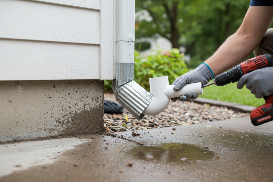 Problem photo – Is your downspout disconnected or improperly directing rainwater, threatening your home's foundation? Learn quick fixes to secure and redirect downspouts, preventing costly erosion, basement leaks, and water damage.